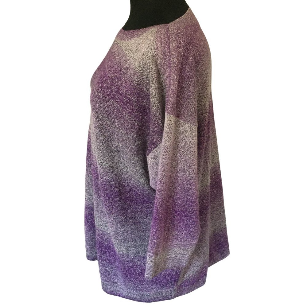 Croft & Barrow Women's Plus Lavender Pink Boatneck Space-Dye Light Knit Sweater - Picture 3 of 15